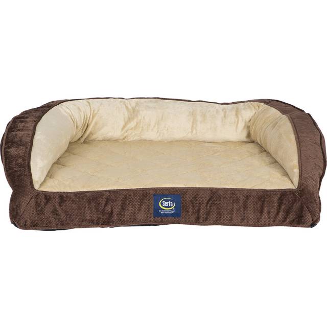 Serta Ortho Quilted Couch Pet Bed  Large  Mocha