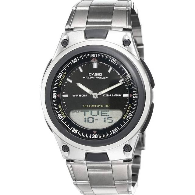 Casio AW-80D-1AVDF Men's Analog-Digital Watch, Black Dial, Stainless Steel Band