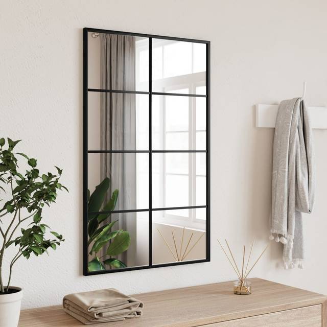 (50 x 80 cm) vidaXL Wall Mirror Hallway Makeup Mirror Hanging Mirror Black Rectangle Iron