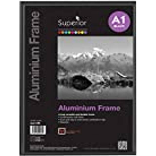 Stewart Superior A1 Brushed Aluminium Picture Frame with Perspex Safety Glass - Black