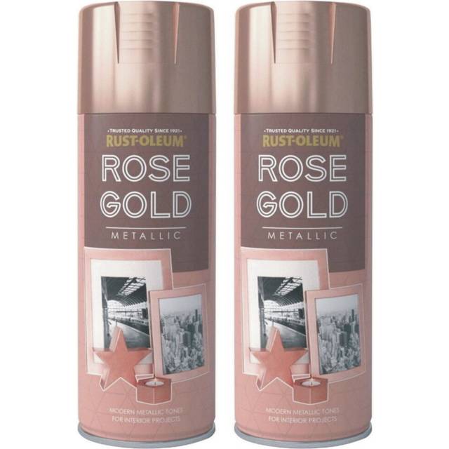 2 x 400ml Metallic Rose Gold Rust-Oleum Multi-Purpose Spray Paint