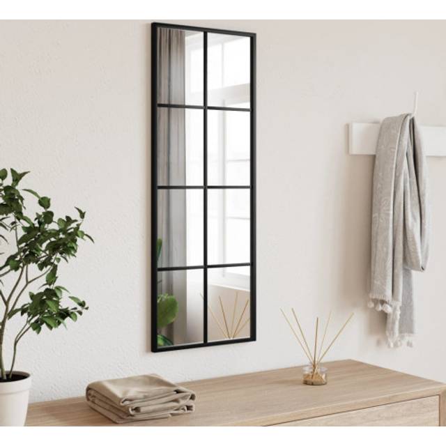 (30 x 80 cm) vidaXL Wall Mirror Hallway Makeup Mirror Hanging Mirror Black Rectangle Iron