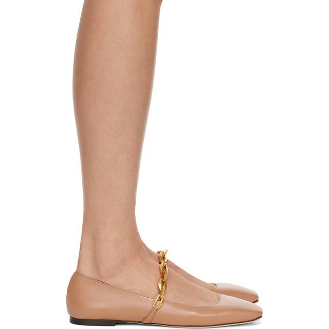 Jimmy Choo Tan Diamond Tilda Ballerina Flats - BISCUIT - IT 35