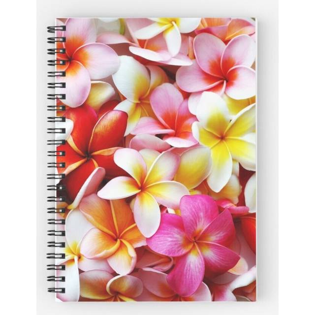 Spiral Notebook Plumeriak White Frangipani Tropical Hawaiian Flower Floral Fine Art A5 120 Pages