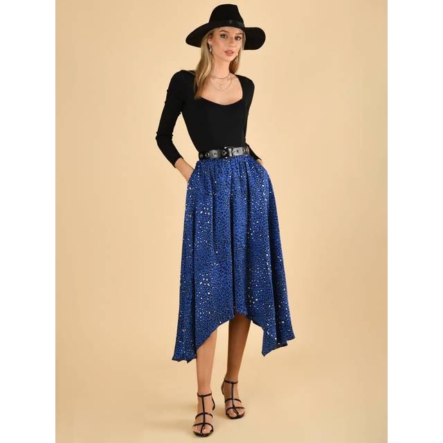 Animal Print Hanky Skirt - Blue - 14
