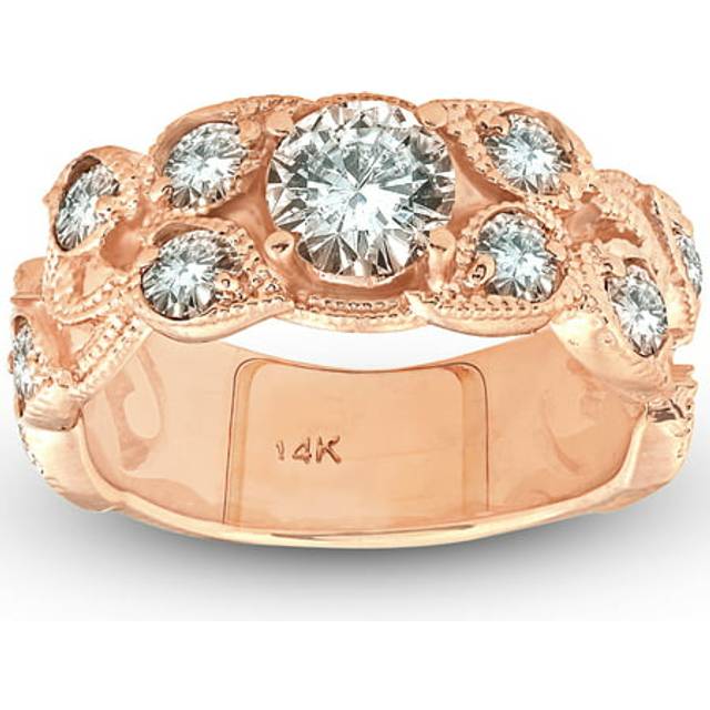 Women's 2ct Vintage Rose Gold Diamond Engagement Ring 14k