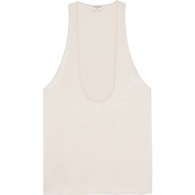 SAINT LAURENT Crepe Low Cut Vest - Cream