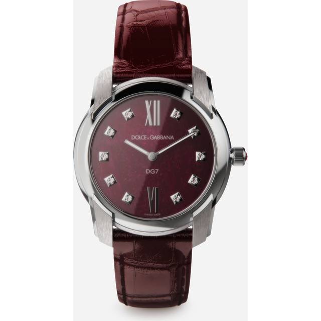 Dolce & Gabbana Dg7 Watch In Steel With Ruby And Diamonds - Woman Watches Burgundy Onesize