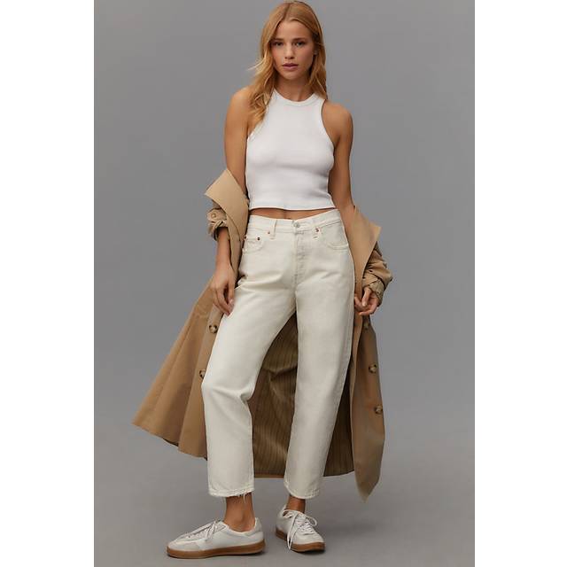 Levi's 501 Crop Jeans - Women's - 30X26 - Cream / Ecru Booper No Damage