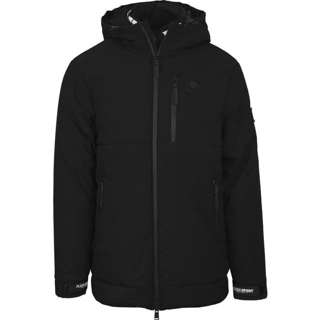 Padded Small Circular Logo Branded Black Jacket - XL
