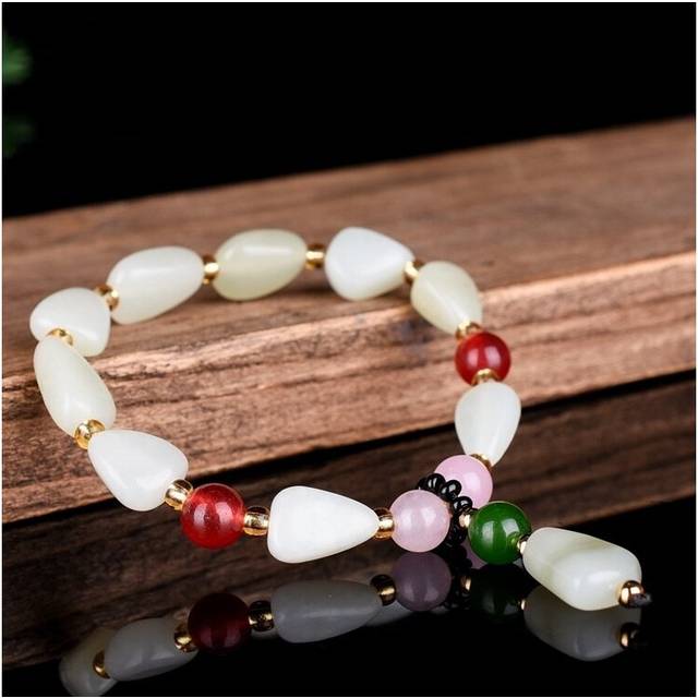 Hot Selling Natural Hetian Jade Irregular Beads Bracelet Jewelry Bracelet for Women Men Accessories Gift