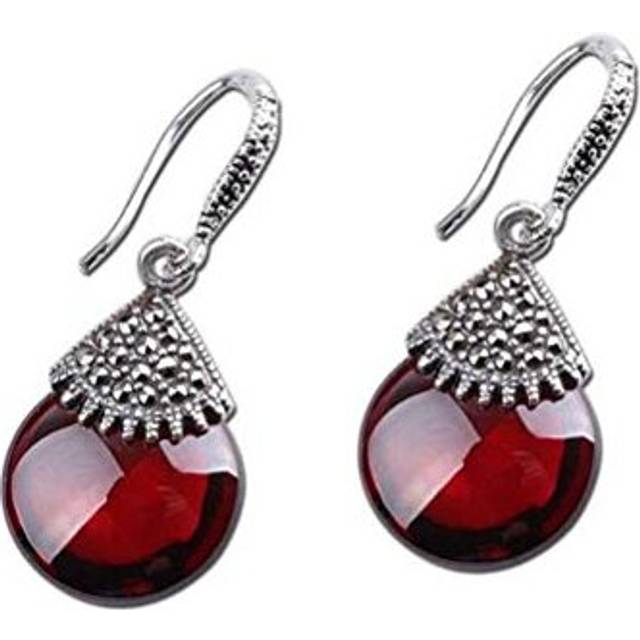 Eardrop Stud Earrings for Women S925 Sterling Silver Jewelry Creative Fashion Female Garnet Drop Earrings, 925 Silver