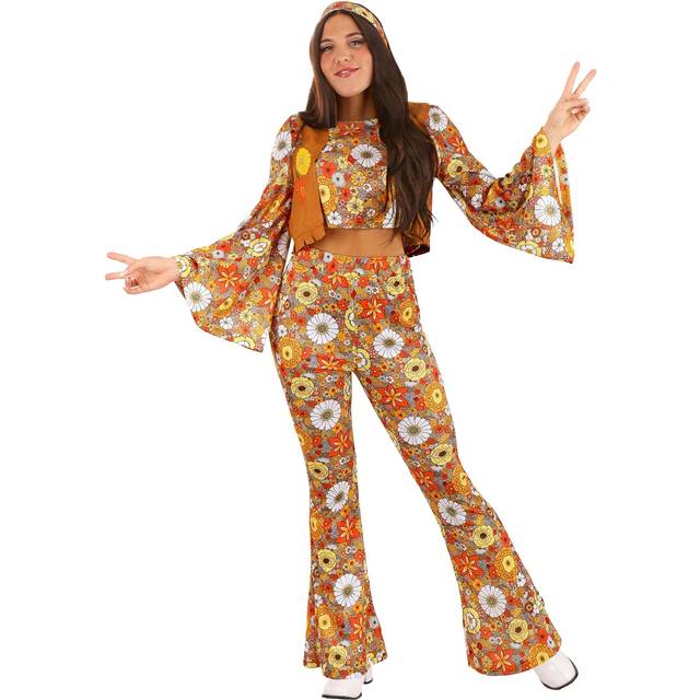Autumn Flower Hippie Adult Costume - Yellow&#47;Orange&#47;White (M)