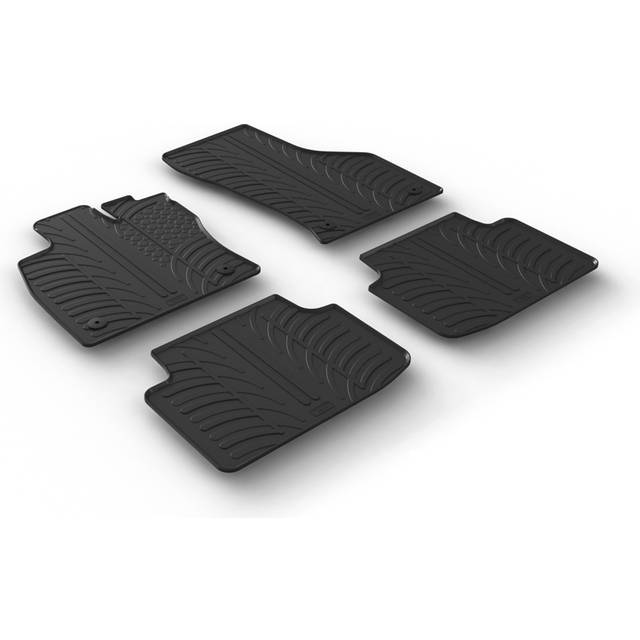 Rubber Mat Set Compatible with Volkswagen Passat 3G Sedan/Variant 2014- (T Profile 4-Piece + Mounting Clips)