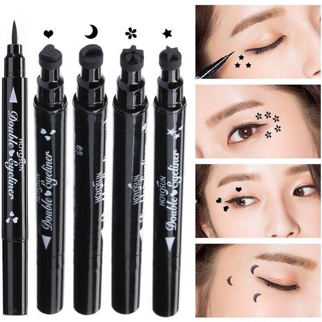 Double Head Eyeliner Stamp Eyeliner Pen Moon Heart Flower Eyeliner Make Up Waterproof Eyeliner Pencil Cosmetics Makeup TXTB1