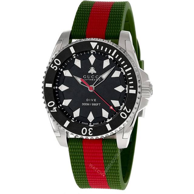 GUCCI Dive Automatic SS 40MM Black Dial Rubber Men's Watch YA136349 - 40 mm