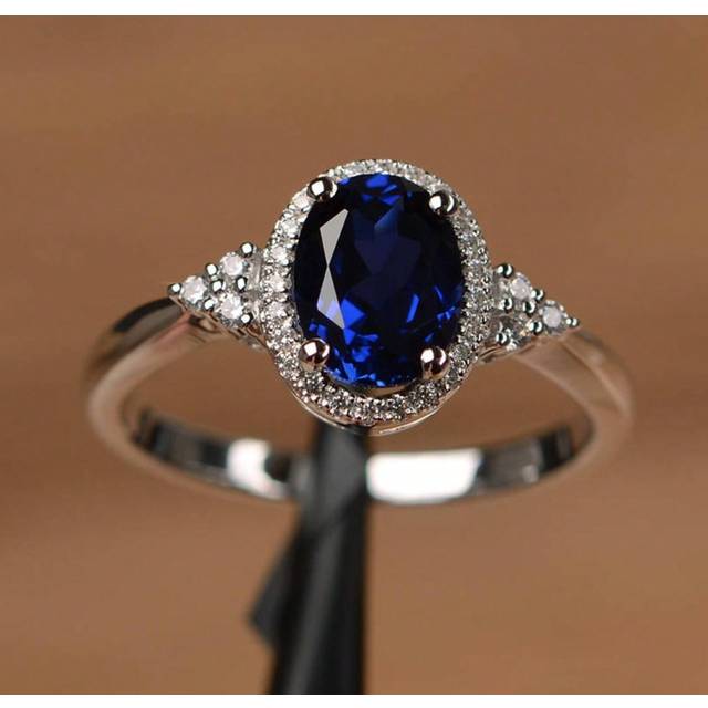 SHEIN 1pc Fashion Promise Ring With Blue Rhinestone Decoration, Perfect Accessory For Girls&#39; Daily Outfits
