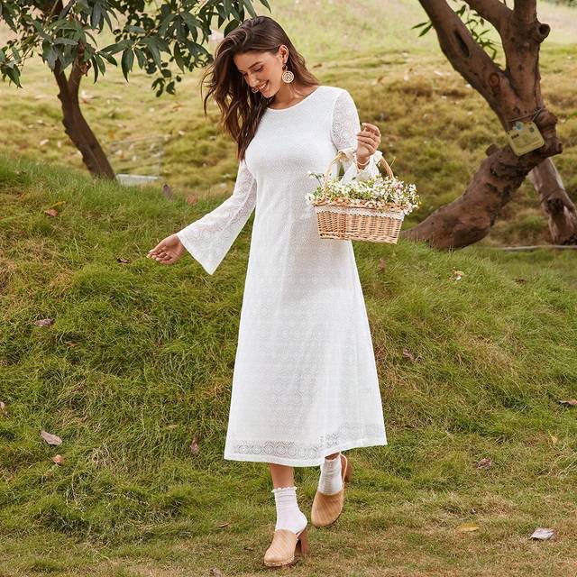 SHEIN Ladies&#39; Holiday Bell Sleeve Lace Dress Summer Woman Dress