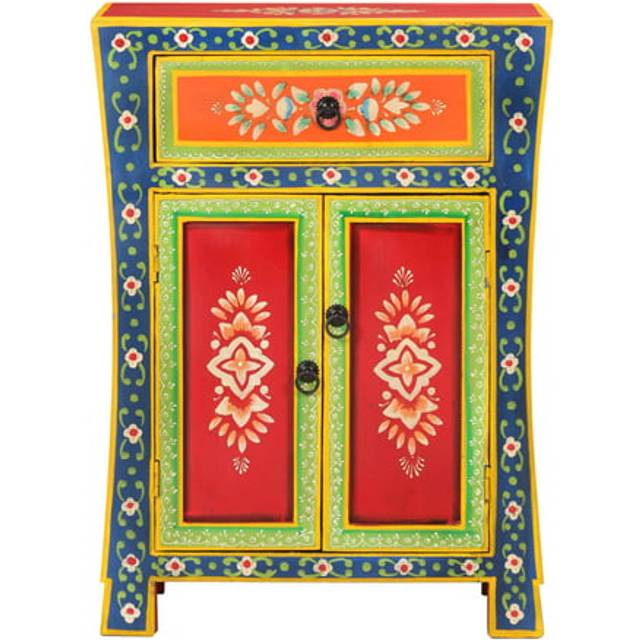 vidaXL Hand Painted Sideboard 54x30x74 cm Solid Wood Mango - Multicolour