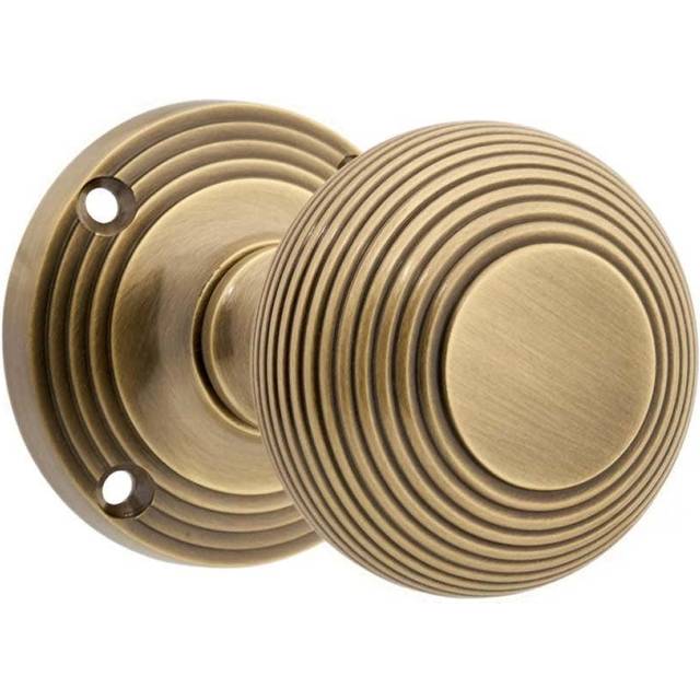 Beehive Mortice Door Knob - Antique Brass - Pair - Designer Levers