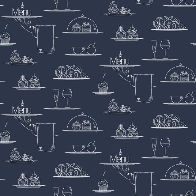 Cupertino Chalkboard Menu 10m X 53cm Wallpaper Roll - White (1,000cm L X 53cm W)