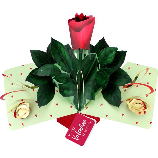 Pop Up Red Rose For My Valentine With Love Greeting Card 3D Paper Flower Cards