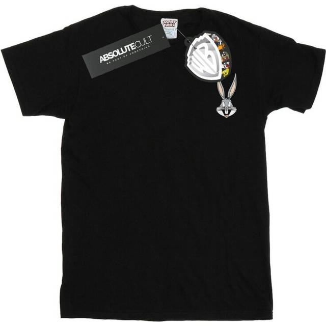 (XXL, Black) Looney Tunes Womens/Ladies Bugs Bunny Breast Print Cotton Boyfriend T-Shirt