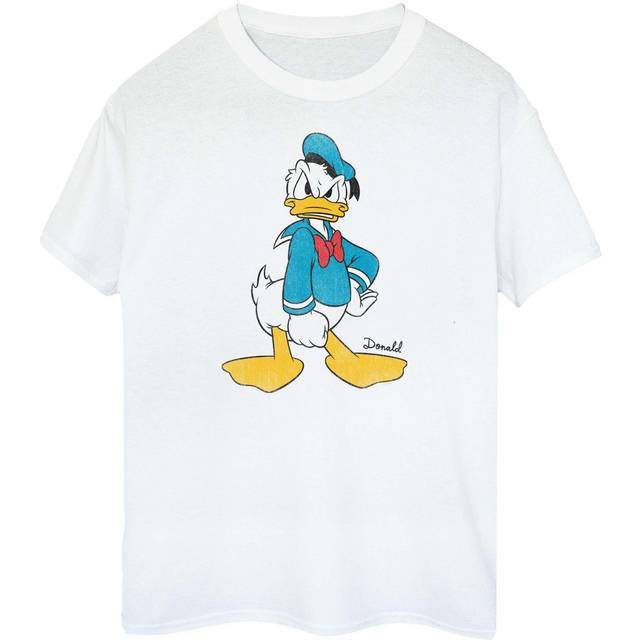 Angry Donald Duck Cotton Boyfriend T-Shirt - White - M