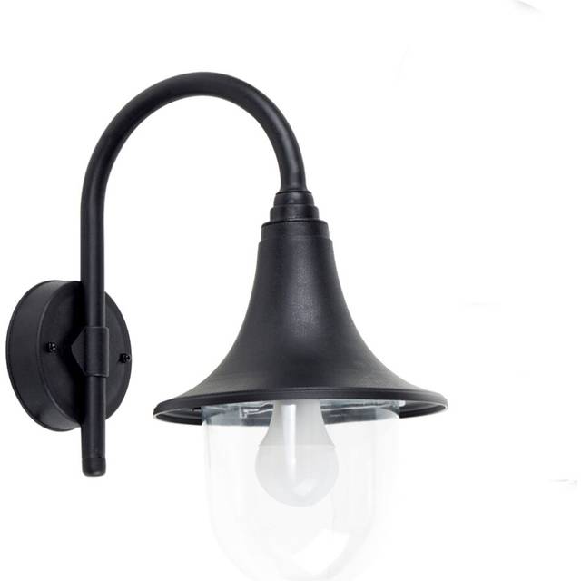 Bramhall Modern IP44 Outdoor Black Fishermans Style Wall Light Lamp - Complete with 1 x 6w LED ES E27 Bulb