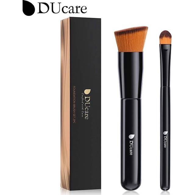 DUcare 2st Foundationborste och Concealer Makeup Brush Professional Flat Top Kabuki Face Synthetic Flytande Mineral Powder Makeup Tools