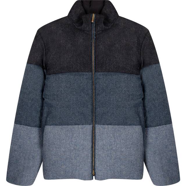 Thom Browne 4-Bar Reversible Donegal Tweed Funnel Neck Jacket Navy
