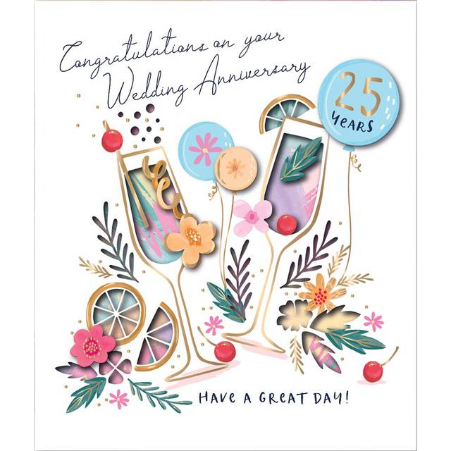 25 Years Embellished Silver Wedding Anniversary Card Talking Pictures Cards