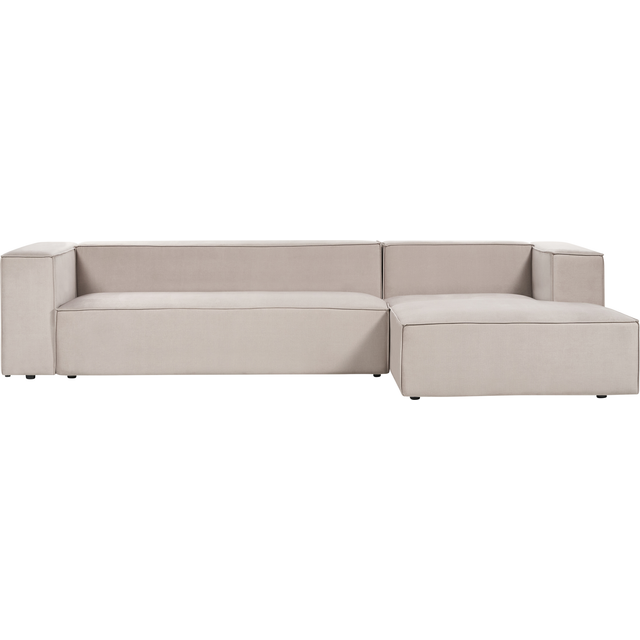 Beliani Left Hand Velvet 3 Seater Corner Sofa Taupe Beige Vernon, Brown