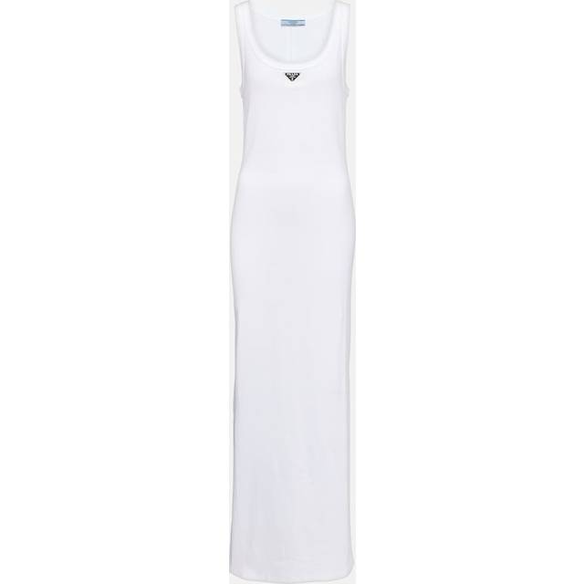 Prada Logo cotton jersey maxi dress - white (UK 14)