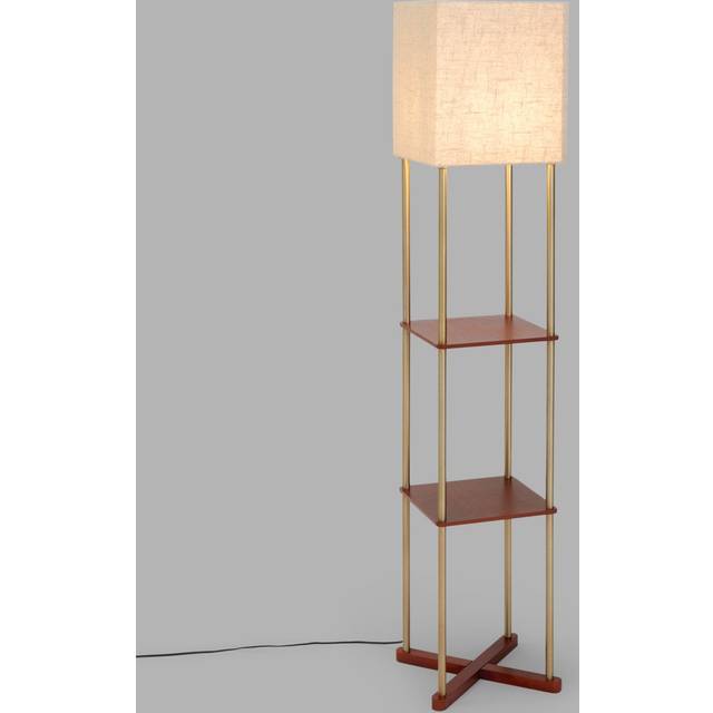 John Lewis Harrison Square Shelves Floor Lamp, Walnut/Steel