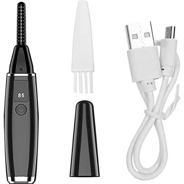 Heated Women Professional Electric Eyelash Curler Comb USB 10S Quick Heating 24h Long Lasting Natural Curling Temperature Display Eyelashes (Black)