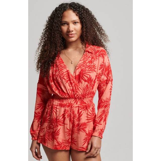 Superdry Vintage Beach Playsuit - Hawaiian Coral