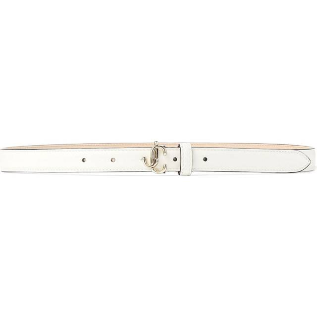 Jimmy Choo Womens Latte/light Gold Helina Brand-plaque Mini Leather Belt 30 - LATTE/LIGHT GOLD