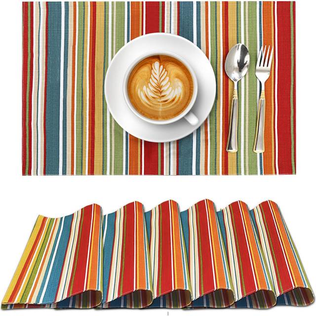 Ruvanti Placemats 100 cotton 13x19 Inch  Dining Table Placemats Set of 6  Modern Place Mats for Dining Table Decor  Kitchen  Table Linens  coffee Mat