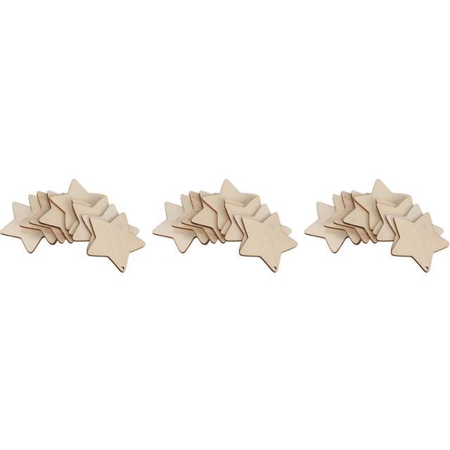 30 x Wooden Star Shapes, Plain Wood Craft Tags with Hole (10cm)