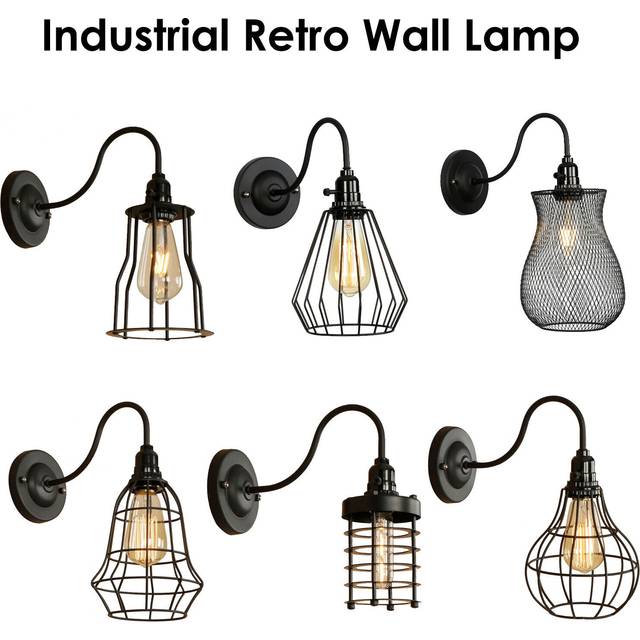 Vintage wall lamp industrial retro loft cage wall lights sconce lamp fixture uk