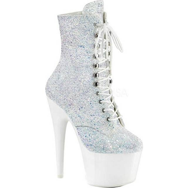 (UK 3/EU 36/US 6) Pleaser Womens Ankle Boots ADORE-1020LG Neon White Multi Glitter/Neon White