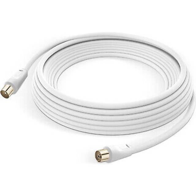 Coxial tv antenna cable male female 9.5mm pvc 5m linq white