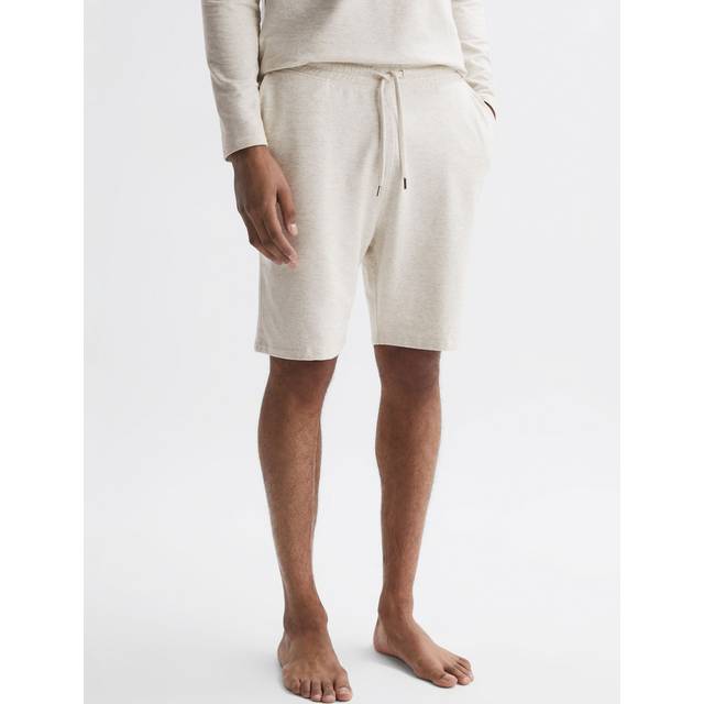 Reiss Mens Oatmeal Melange Tyne Drawstring-waist Relaxed-fit Stretch-jersey Shorts S - OATMEAL MELANGE