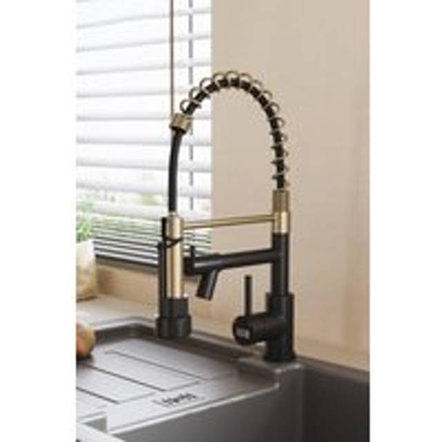 Stainless Steel Kitchen Faucet with Pull Down Spring Spout and Pot Filler - Gold - One Size