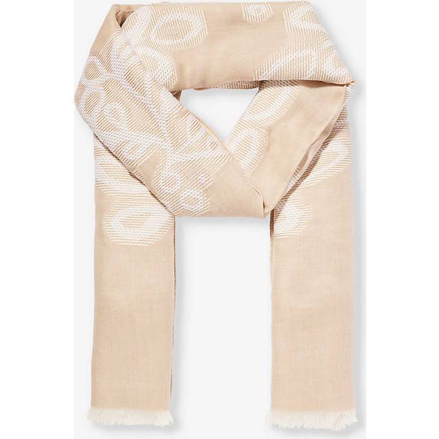 CHLOÉ Rectangular stole in wool & silk broderie anglaise Beige Size OneSize 82% Wool, 18% Silk