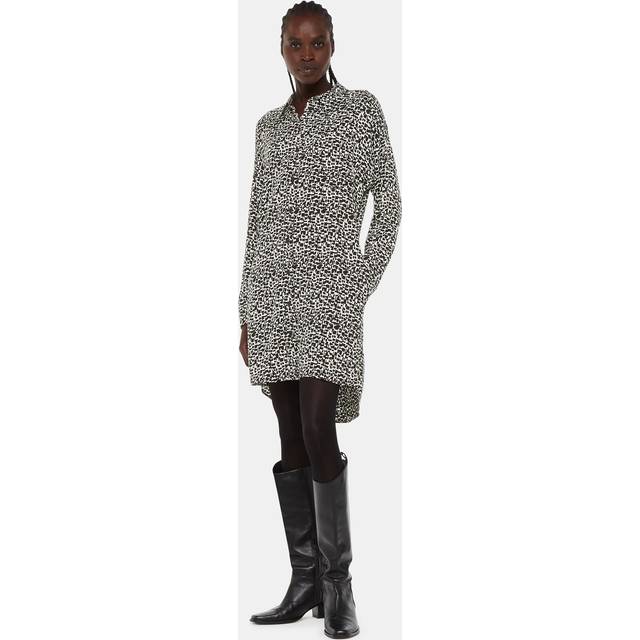 Whistles Helena Fuzzy Squares Mini Shirt Dress, Black/White