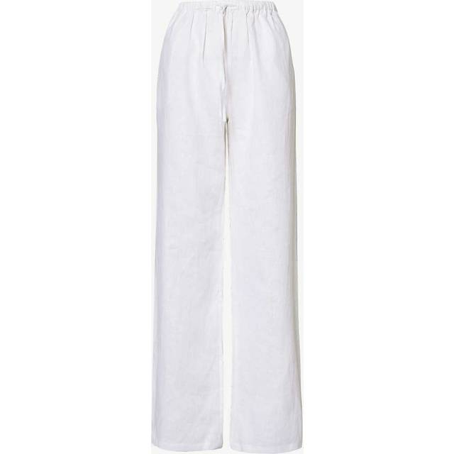 Aexae Womens White Straight-leg Mid-rise Linen Trousers Xxs - WHITE