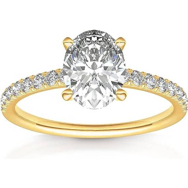 14K Gold Plated Engagement Ring For Women | Wedding Ring For Women | Oval Womens Engagement Ring/Yellow Gold/Size:8