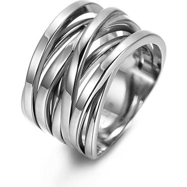 Intertwined Ring Enhancers for Women Statement  Ring Silver Gold Rose Gold Plated Ring Engraving Customized Personalized(10-White)